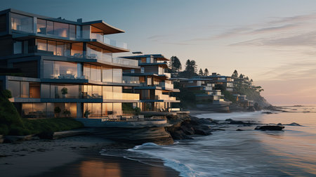 cityscape view apartment buildingの素材