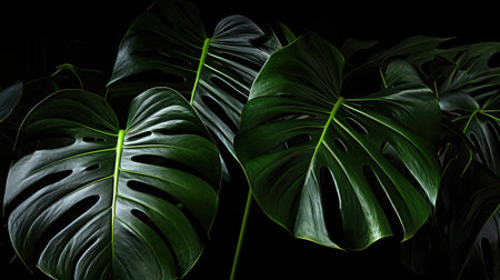 greenery monstera leaves backgroundの素材