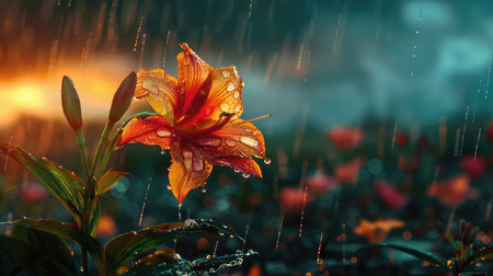 garden rain flowerの素材