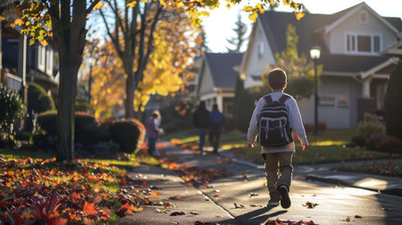 safety walking to schoolの素材