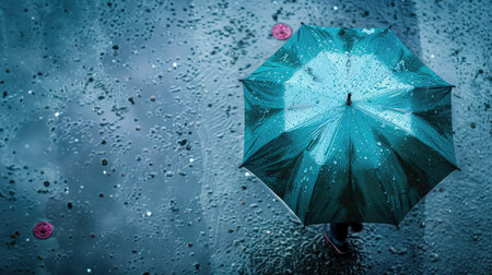 storm standing in rain with umbrellaの素材