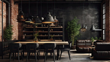 cozy black interior roomの素材