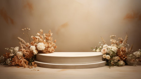 presentation podium biege backgroundの素材