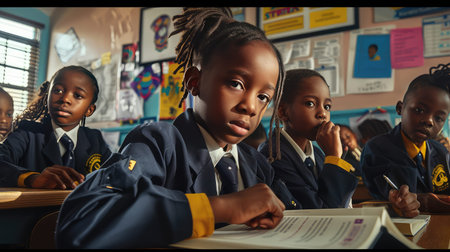 history african american school kidsの素材