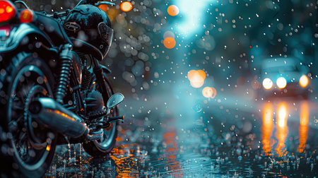 ride motorcycle rainの素材