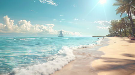 waves beach vacation in octoberの素材