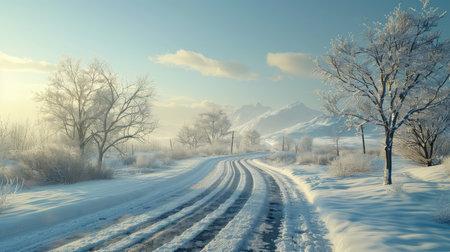 blizzard roads snowyの素材