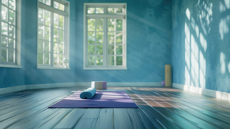 calm empty yoga roomの素材
