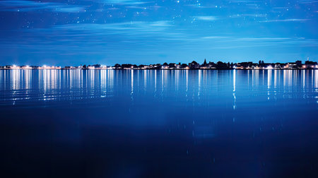 bokeh blue blurred lightsの素材
