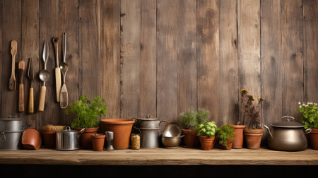 wood plank kitchen backgroundの素材