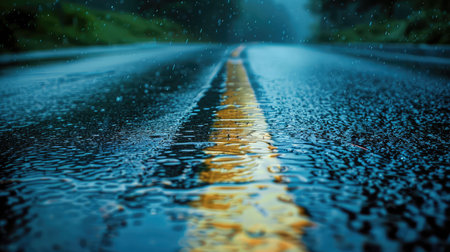 puddle rain on roadの素材