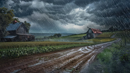 harvest raining farmの素材