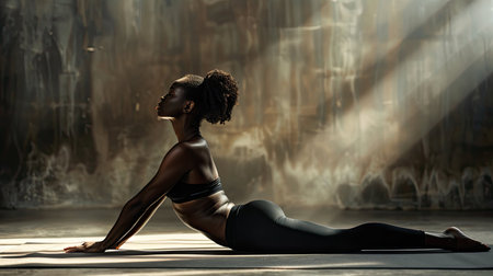 flexibility black woman yogaの素材