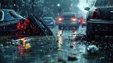 weather car crash rainの素材