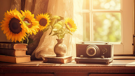 retro sunshine vintage backgroundの素材