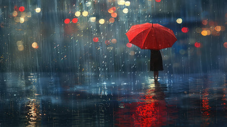 weather umbrella in rainの素材