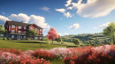 skyline view apartment buildingの素材