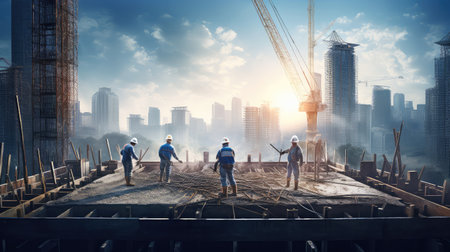 infrastructure construction city backgroundの素材