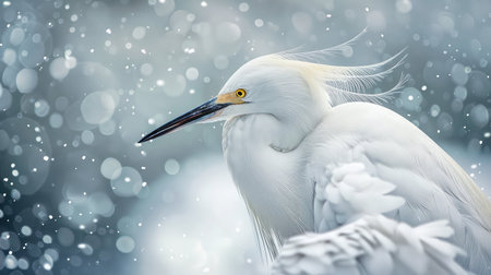 wetlands snowy egretの素材
