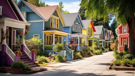 small city cottage buildingの素材