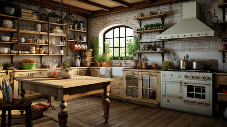 farmhouse home kitchen backgroundの素材