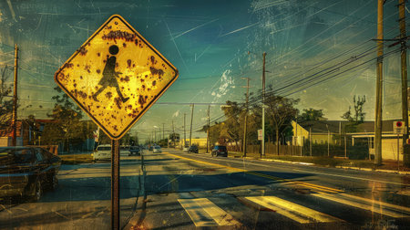 pedestrian school crossing signの素材