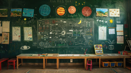 education chalkboard elementary schoolの素材