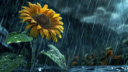 garden rain sunflowerの素材