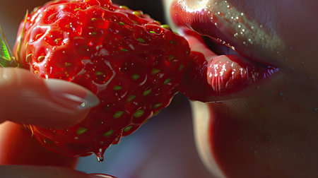 fruit eating strawberryの素材