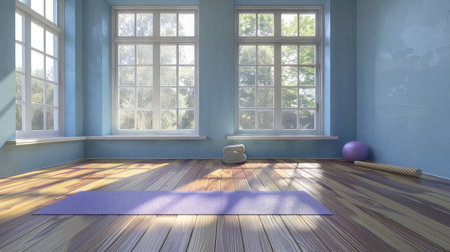 tranquil empty yoga roomの素材