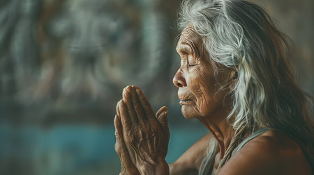 strength old woman yogaの素材