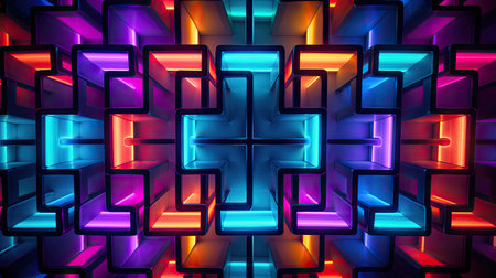 vibrant geometric neon backgroundの素材