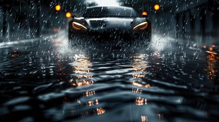 skid car in rainの素材