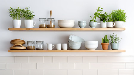 cookware shelf kitchen backgroundの素材