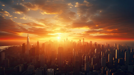 skyline skyscraper city backgroundの素材