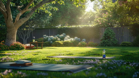 exercise backyard yogaの素材