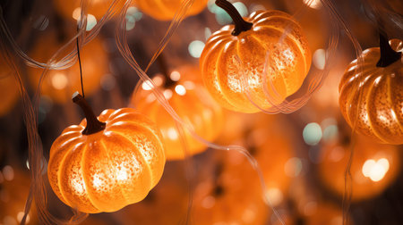 lights glowing pumpkin backgroundの素材