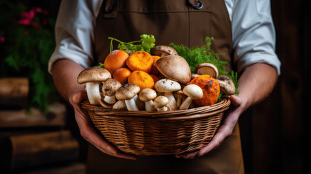 colorful healthy champignon mushroomの素材