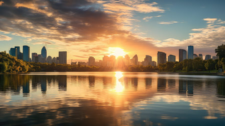 reflection city sunの素材