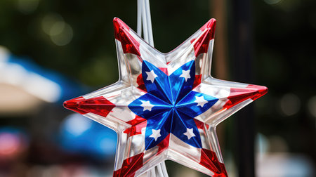 shiny red white blue starの素材