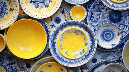 porcelain blue yellow whiteの素材