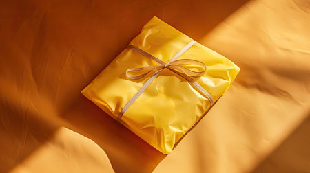 unwrapped package yellow backgroundの素材