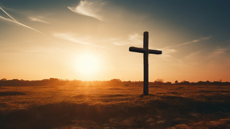 field easter cross sunの素材
