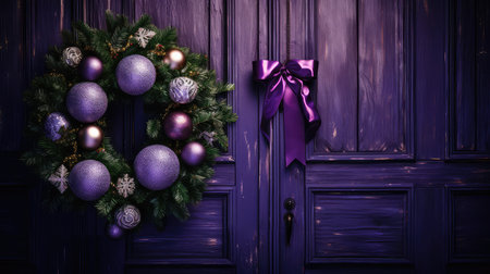 wooden purple christmas ballの素材