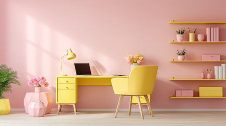 bright interior design yellowの素材