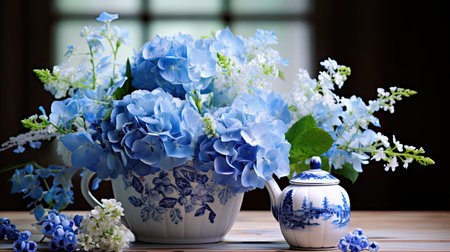hydrangeas blue design elementsの素材