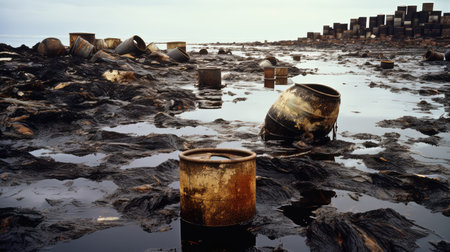 spill barrels of oilの素材