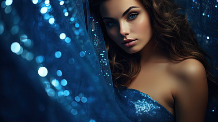 dreamy blue sequin backgroundの素材