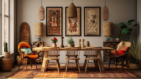 modern bohemian interior templateの素材