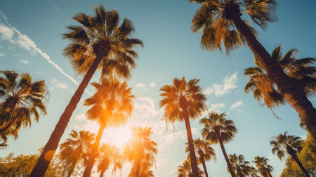 canopy sun palm treesの素材